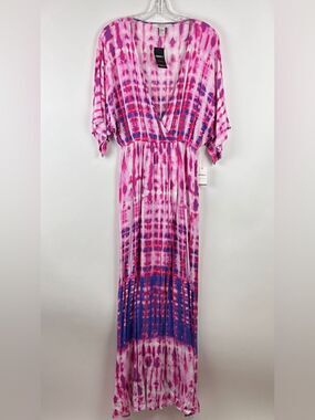 NWT Forever 21 Tie Dye Maxi Dress Front Slit Sleeveless Summer Vacation Dress M